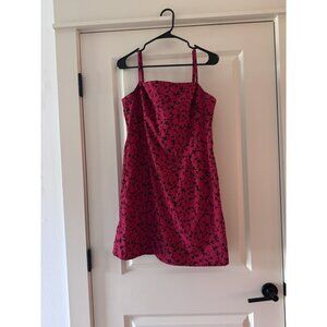Vintage La Belle Red & Black Velvet Mini Dress 90’s Unsized Measurements Given